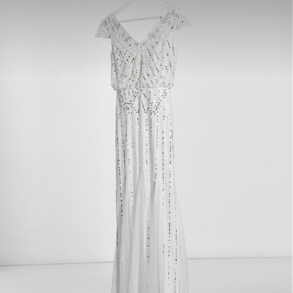 Frock & Frill embellished v neck maxi dress in Ivory size 6